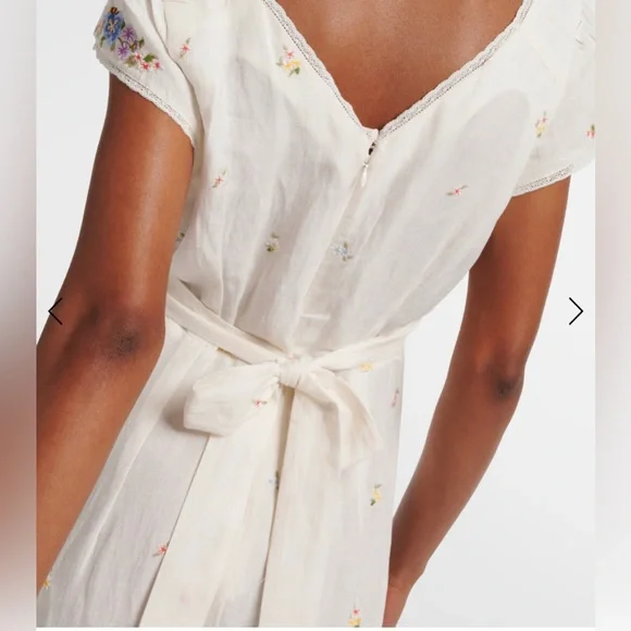 Anthropologie Cream Floral Embroidered Dress - Picture 4 of 16